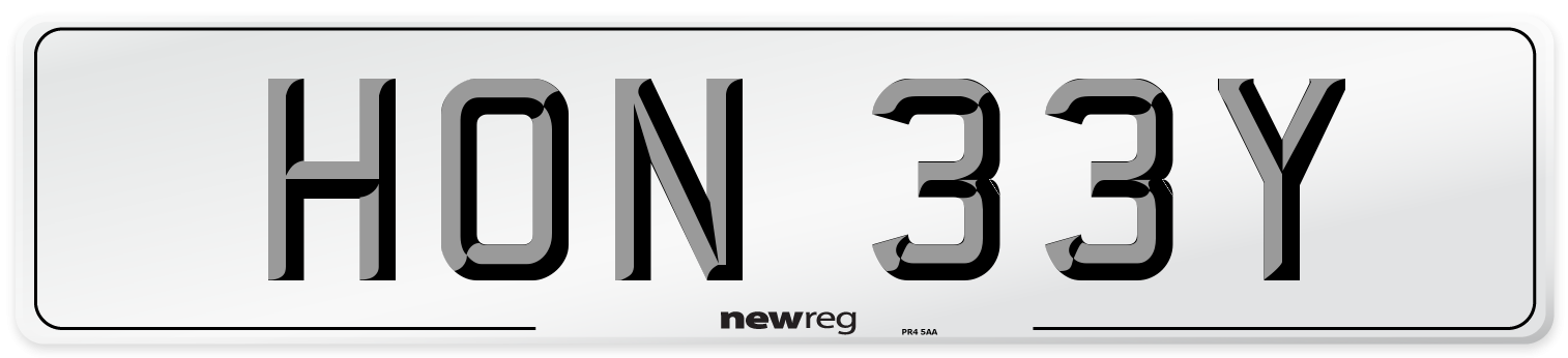 HON 33Y Number Plate from New Reg